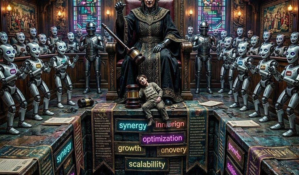 AI dystopian courtroom