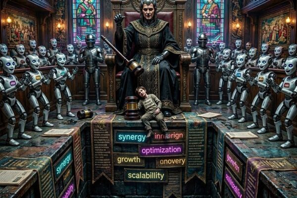 AI dystopian courtroom